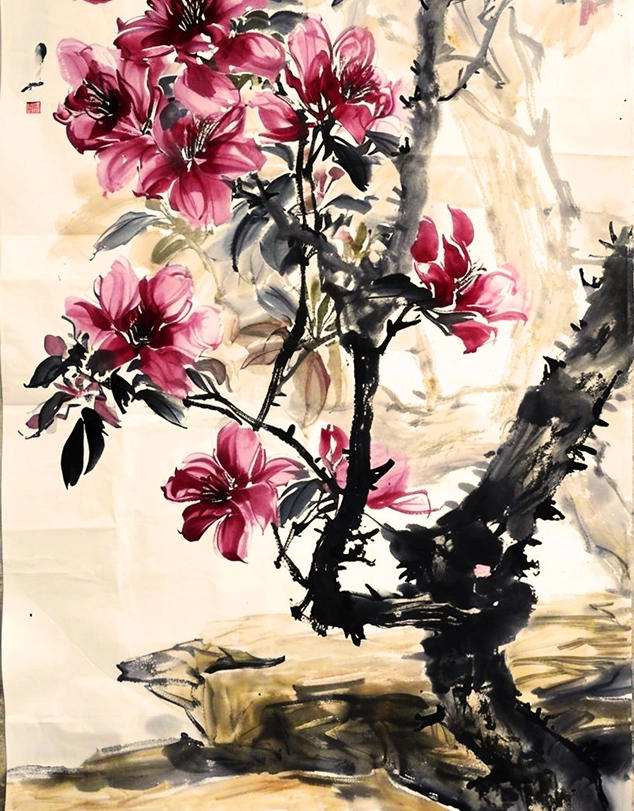 Crimson Blossom Scroll